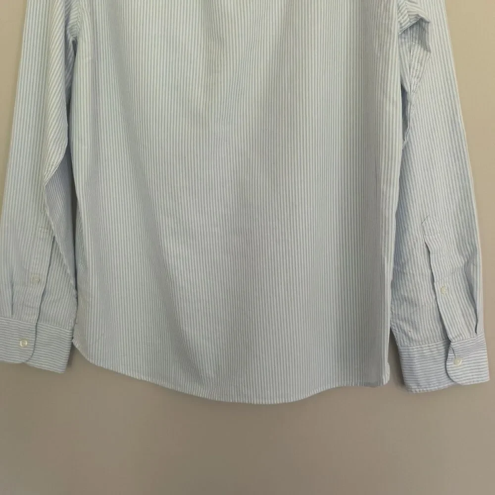 J Crew Flex Oxford Shirt NEW Mens L Slim Blue Stripe $89 Coastal Career Vacation